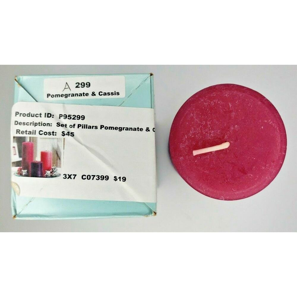 PartyLlite 3"x7" Pillar Candle New in Box Pomegranite & Cassis Scent P6B/C07299 - Picture 2 of 2